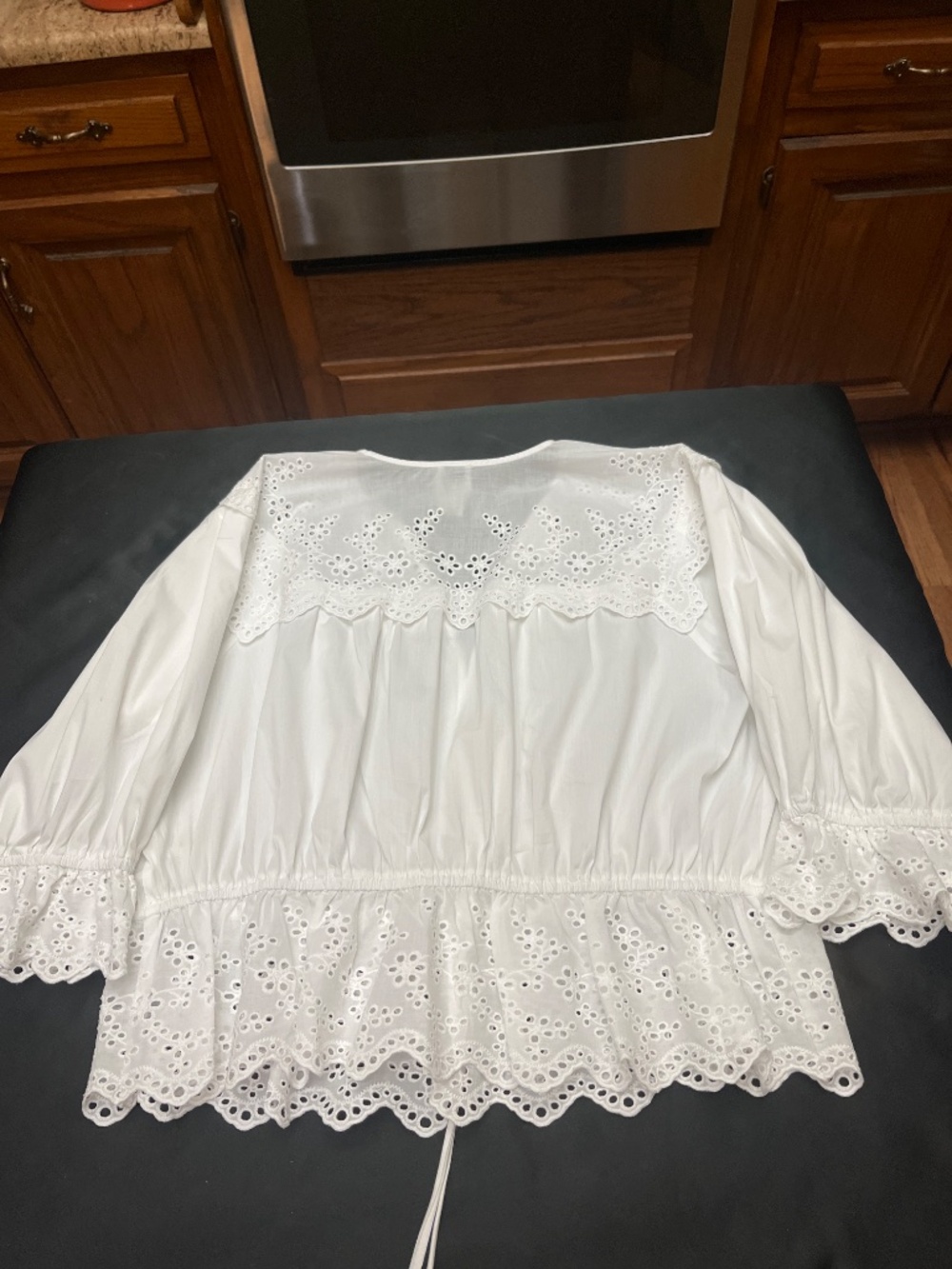 NWOT Joie White Cotton, Drawstring Waist Top. So Cute! Sz. Lg. - Picture 10 of 10